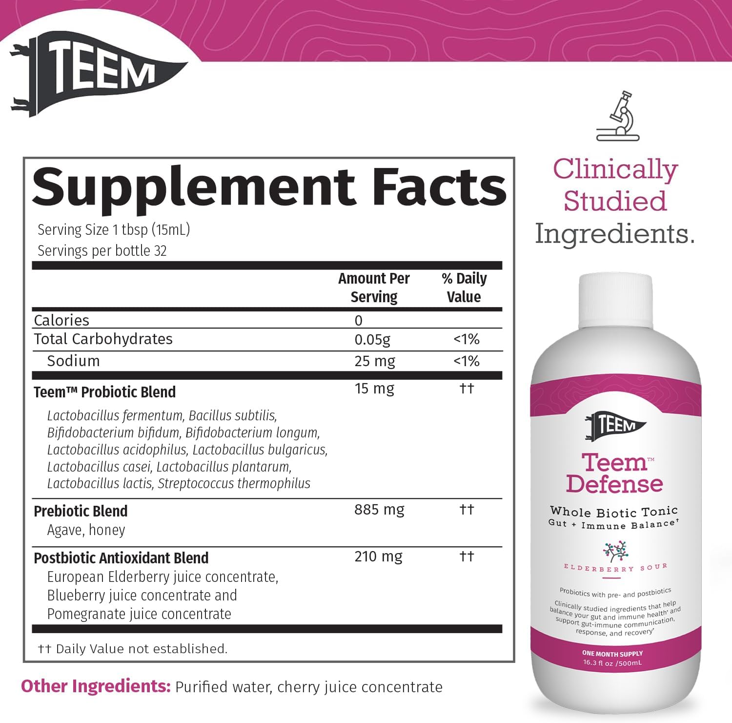 Elderberry Probiotic Tonic for Digestion & Immunity - 30 Day Supply - 16.3 Fl.Oz