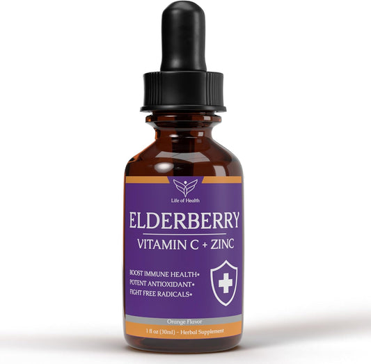 Elderberry Vitamin C Zinc Immune Support Supplement 1 fl oz
