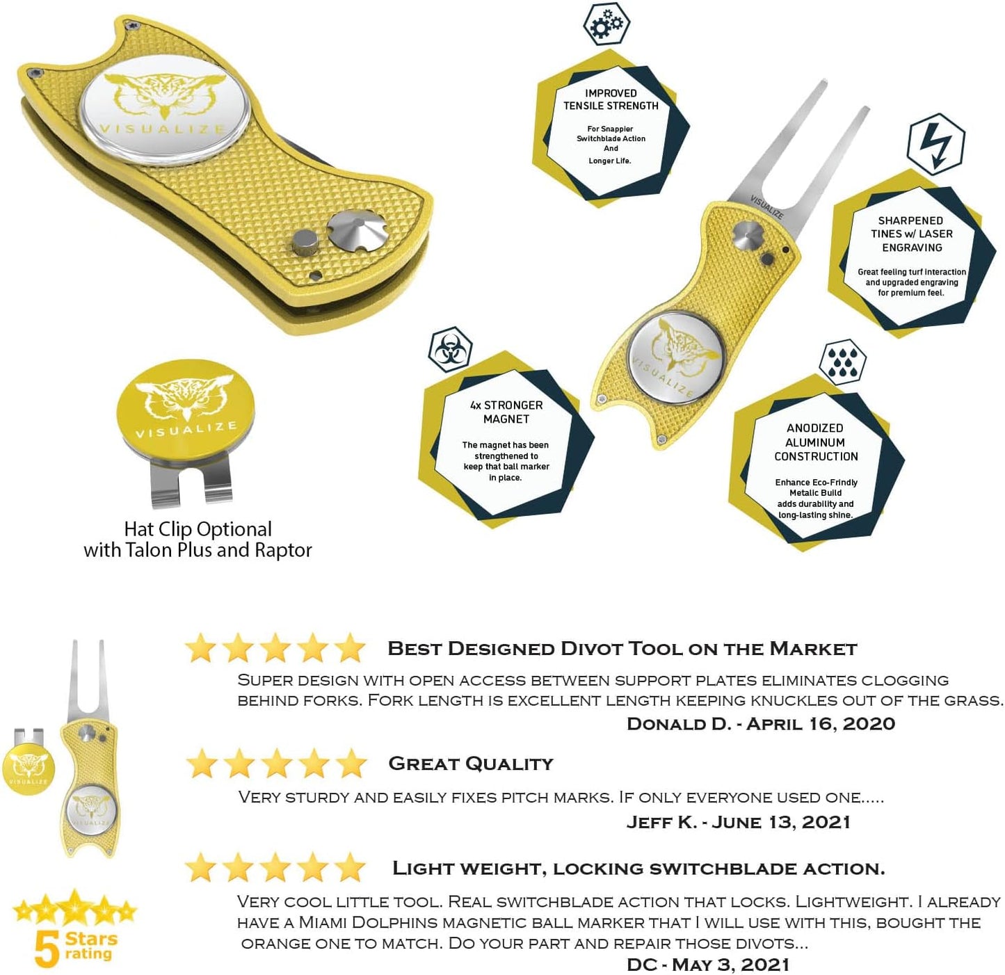 Elite Switchblade Golf Divot Repair Tool Set with Ball Marker - Durable Anodized Aluminum - Ideal Golf Accessory Gift