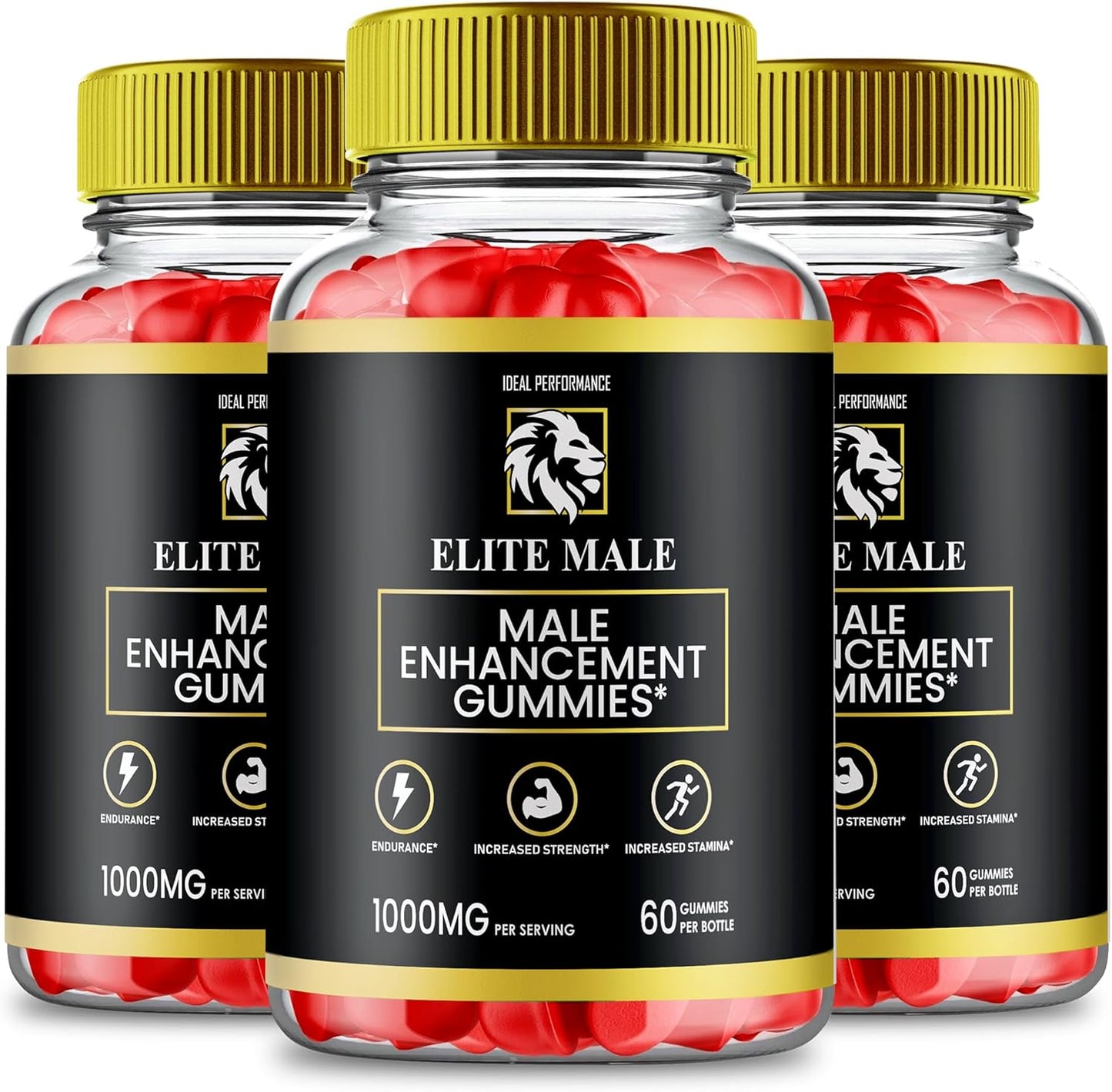 EliteMale Performance Gummies - All Natural Maximum Strength Formula (3 Pack)