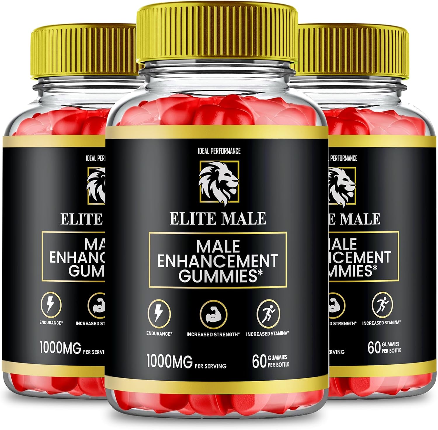 EliteMale Performance Gummies - All Natural Maximum Strength Formula (3 Pack)