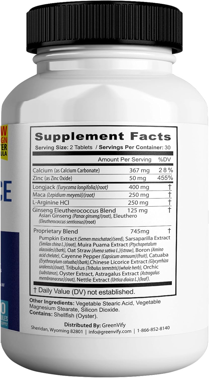 EliteXtreme Max Male Health Supplement with Calcium, Zinc & Proprietary Blend for Vitality & Strength - 240 Capsules