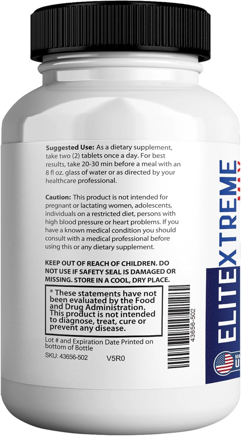 EliteXtreme Max Male Health Supplement with Calcium, Zinc & Proprietary Blend for Vitality & Strength - 240 Capsules