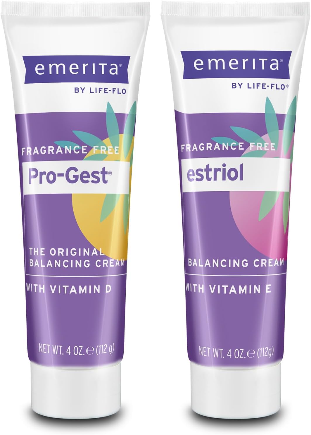 Emerita by Life-flo Pro-Gest Balancing Cream with Vitamin D and Estriol Cream with Vitamin E - Fragrance Free, 4oz Ea, 60-Day Guarantee