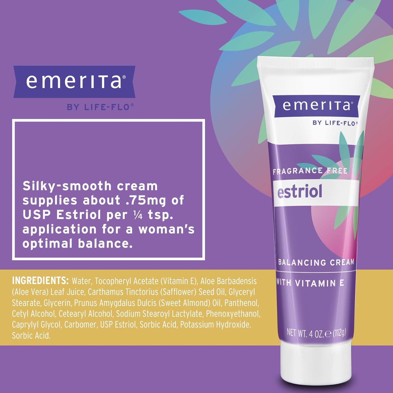Emerita by Life-flo Pro-Gest Balancing Cream with Vitamin D and Estriol Cream with Vitamin E - Fragrance Free, 4oz Ea, 60-Day Guarantee