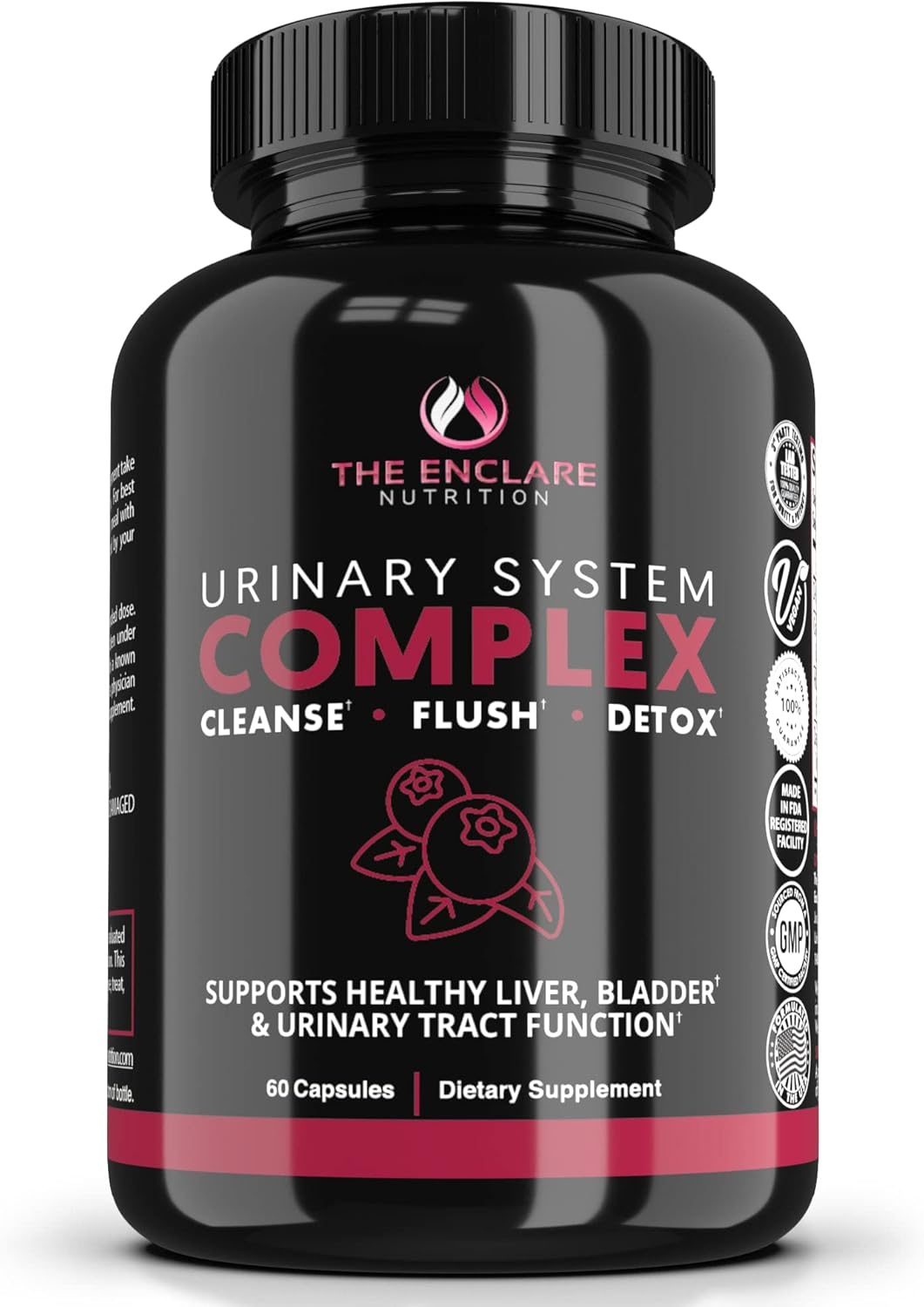 Enclare Nutrition D-Mannose Capsules 1000mg with Cranberry for Urinary Tract Health, Bladder Control, Liver & Kidney Support