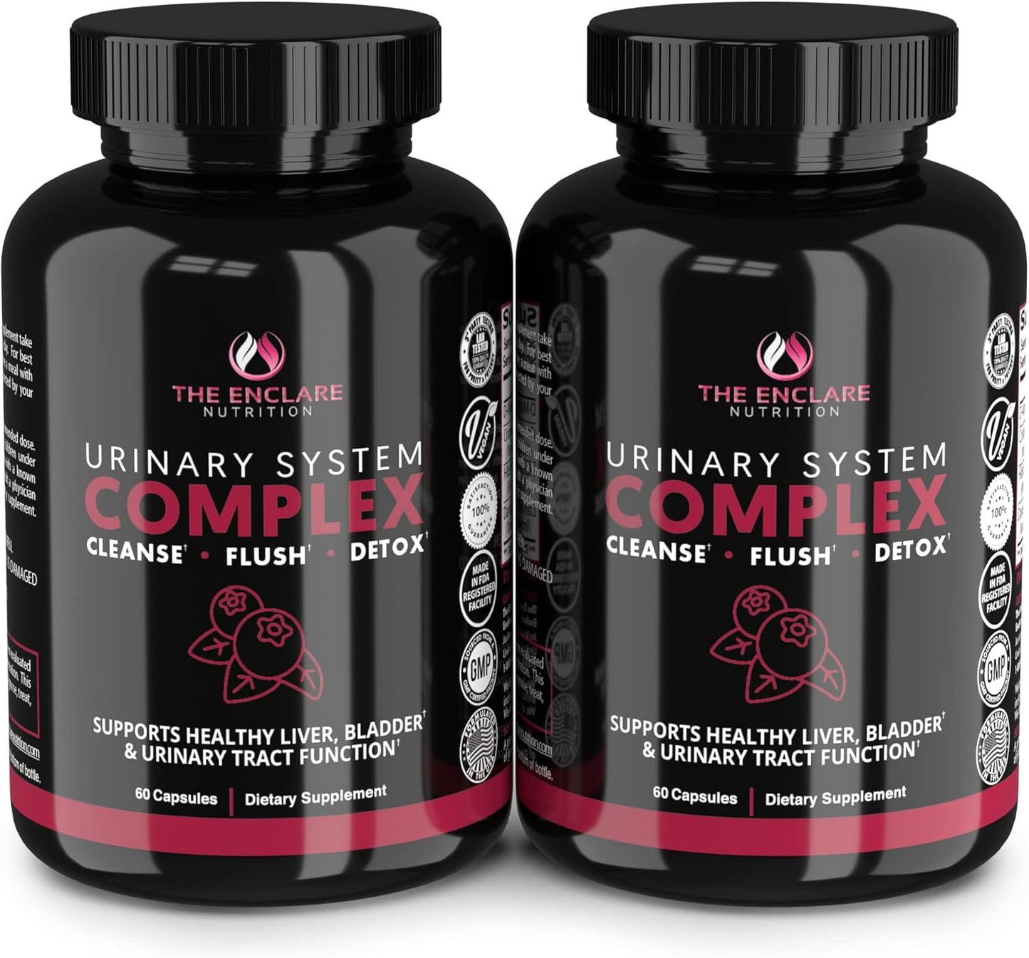 Enclure Nutrition D-Mannose Capsules with Cranberry Pills for UTI Support, Bladder Control, Liver & Kidney Cleanse