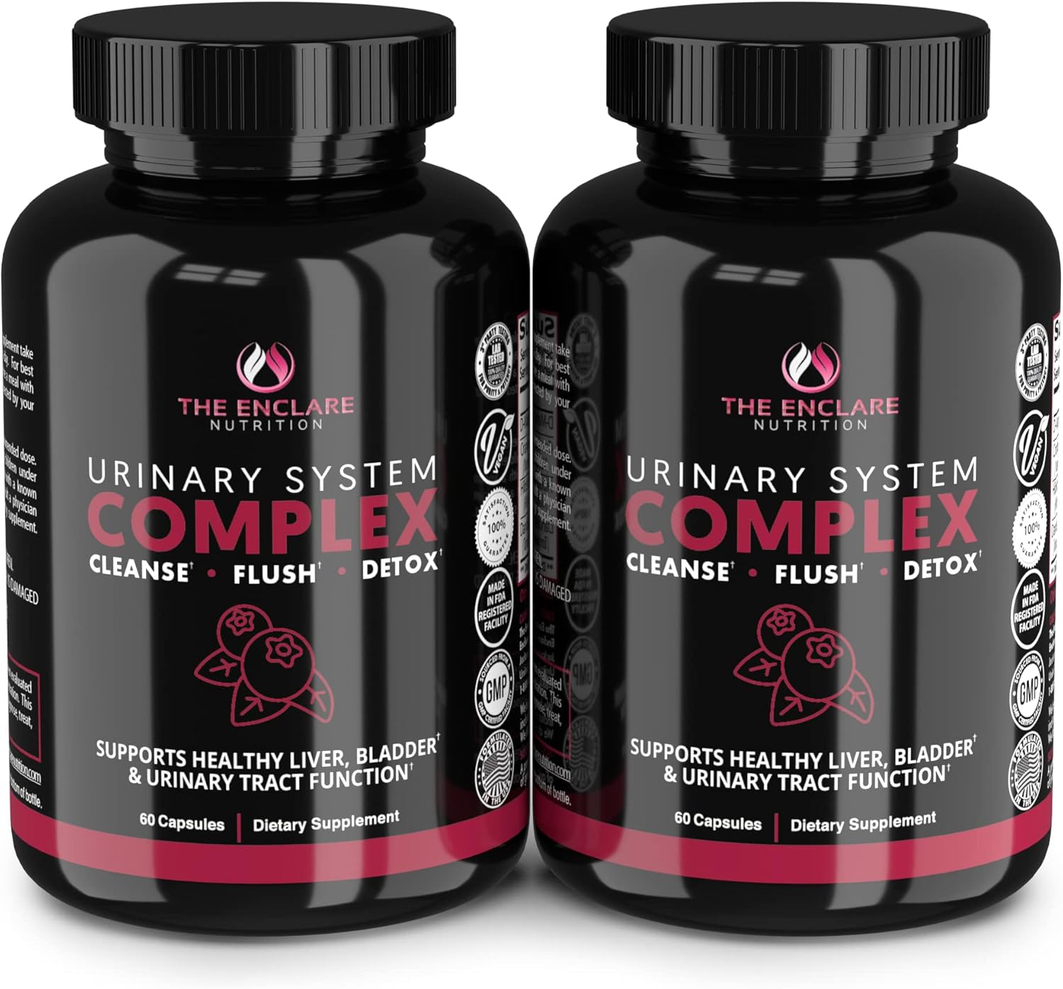 Enclure Nutrition D-Mannose Capsules with Cranberry Pills for UTI Support, Bladder Control, Liver & Kidney Cleanse