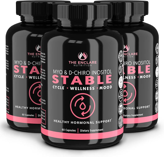 Enclure Nutrition Myo-Inositol & D-Chiro Inositol Capsules - Fertility & PCOS Supplement (3 Pack)