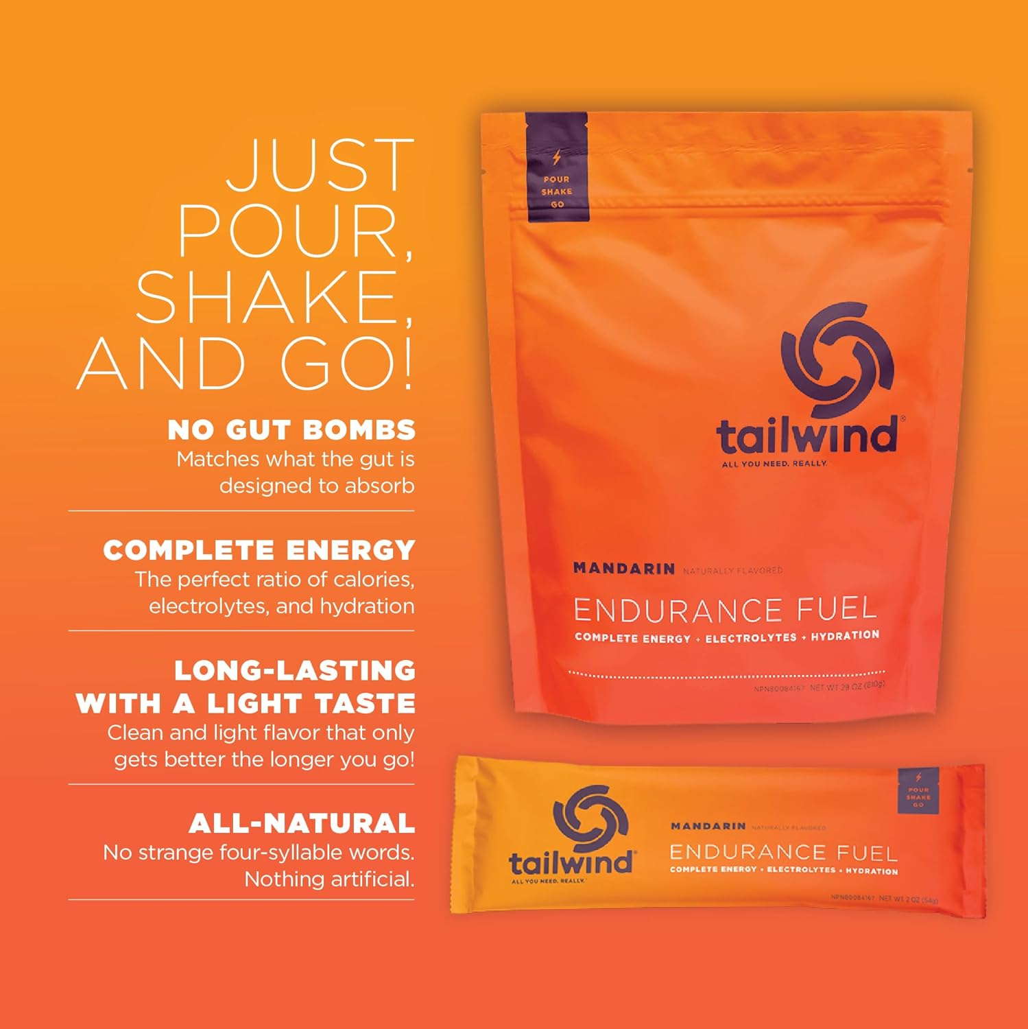 Endurance Fuel Bundle: Tailwind Nutrition Grab-and-Go Powder & Hydration Drink Mix for Athletes