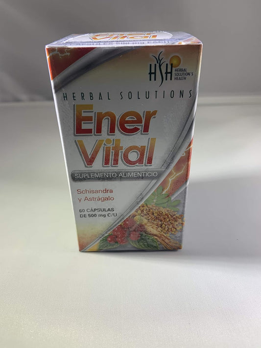Ener Vital Herbal Capsules with Schisandra & Astragalus - 60 Capsules, 500 mg Each
