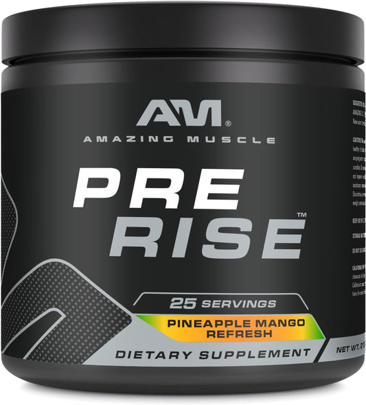 Energizing Pre-Workout Powder with Caffeine & Beta-Alanine for Men & Women, Pineapple Mango Flavor - 25 Servings