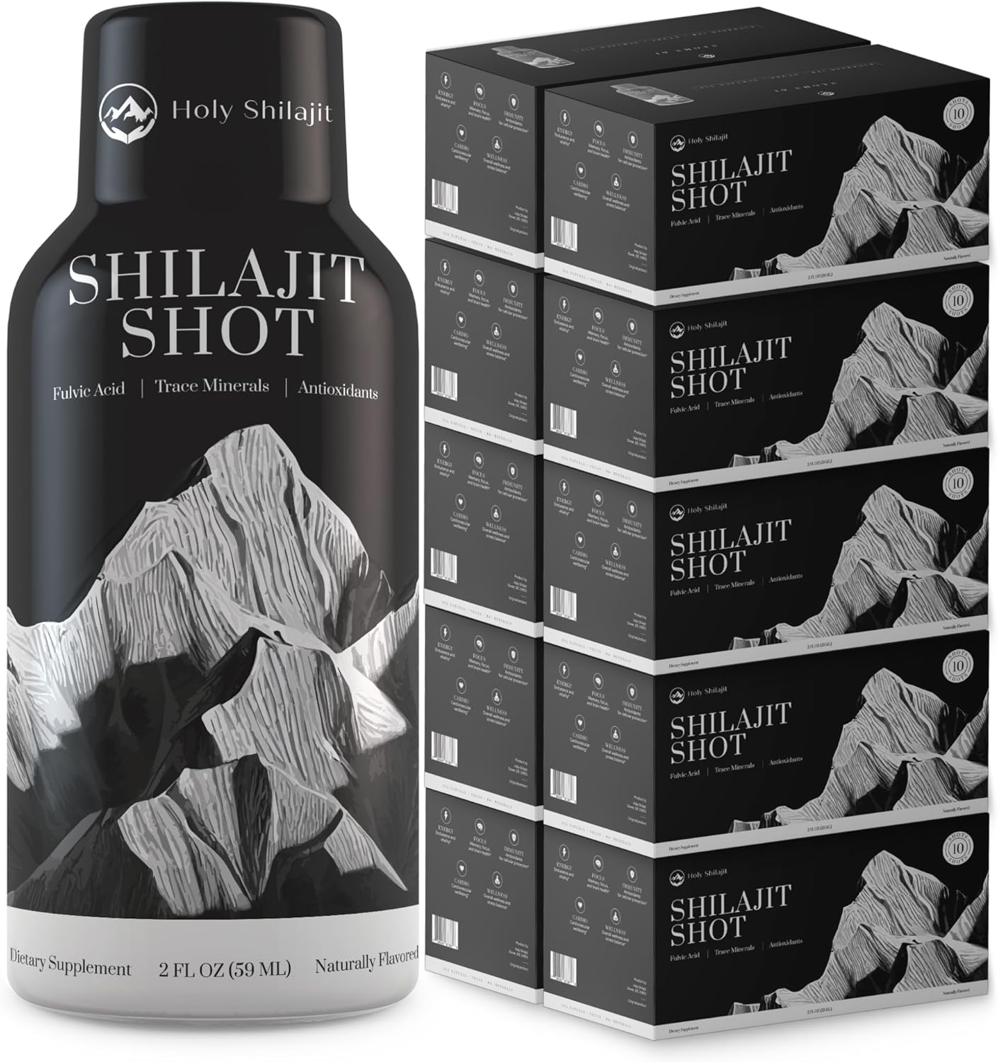 Energizing Shilajit Shots with 400mg Pure Shilajit & 3,000mg Fulvic Minerals for Focus and Immune Support - Men & Women - Superior to Shilajit Resin (100)