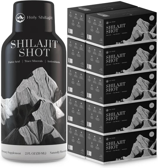 Energizing Shilajit Shots with 400mg Pure Shilajit & 3,000mg Fulvic Minerals for Focus and Immune Support - Men & Women - Superior to Shilajit Resin (100)