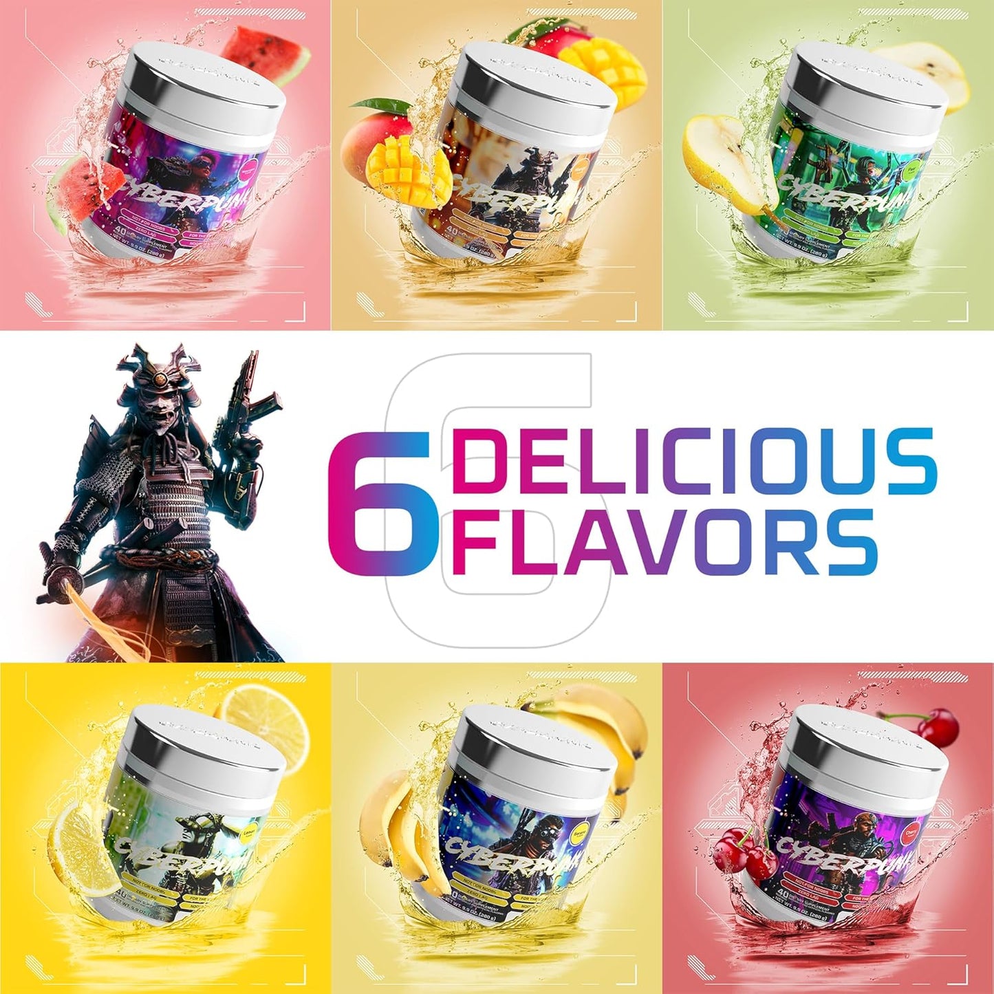 Energy-Boosting Cyberpunk Gaming Powder with Adaptogens, Vitamins, and Minerals - 40 Servings of Natural Nootropic Drink (Banana Flavor)