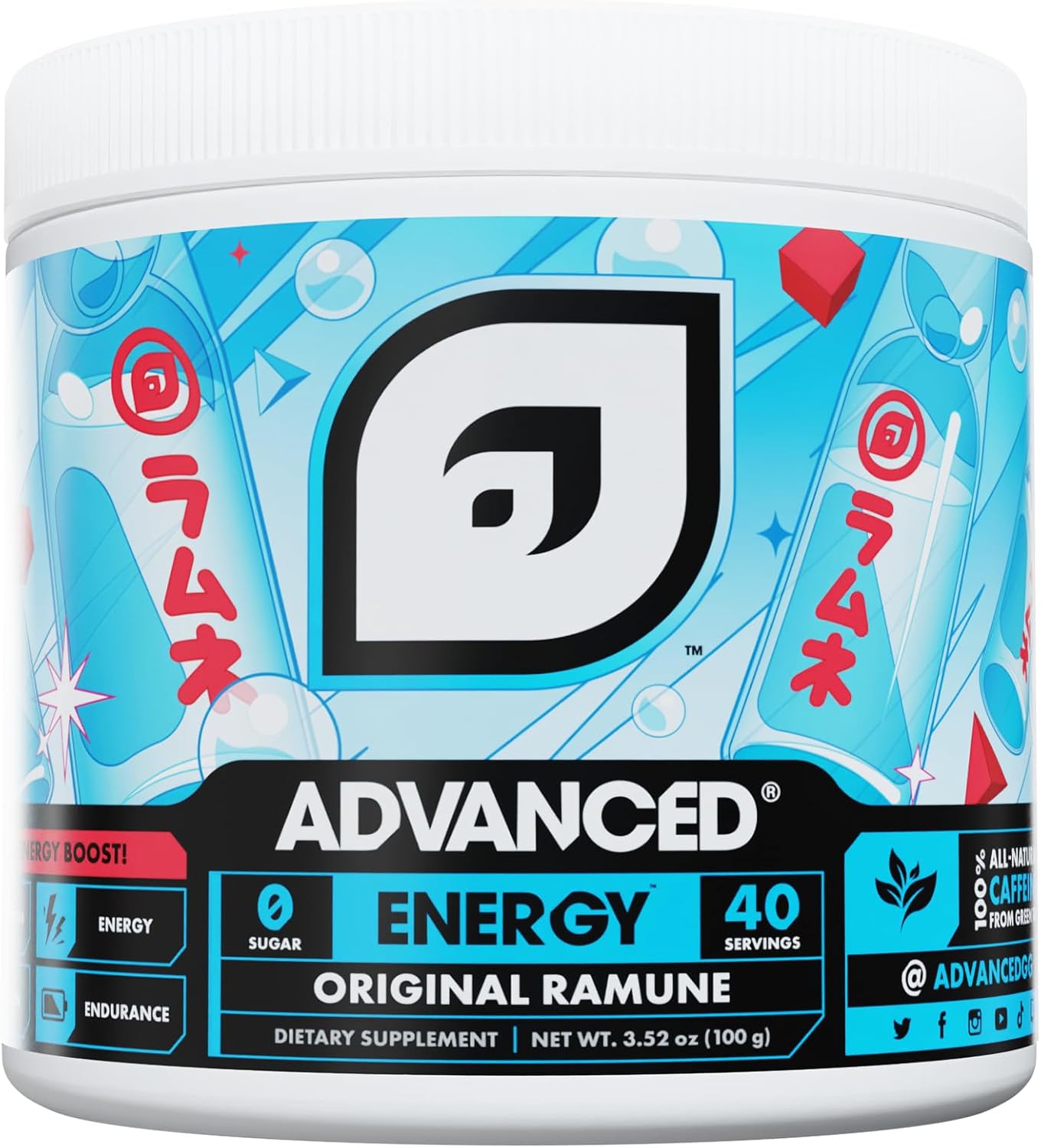 Energy Boosting Formula with Electrolytes, L-Theanine, Sugar Free & Keto Friendly - Advanced Energy Supplement for Hydration (Ramune Flavor, 40 Servings)