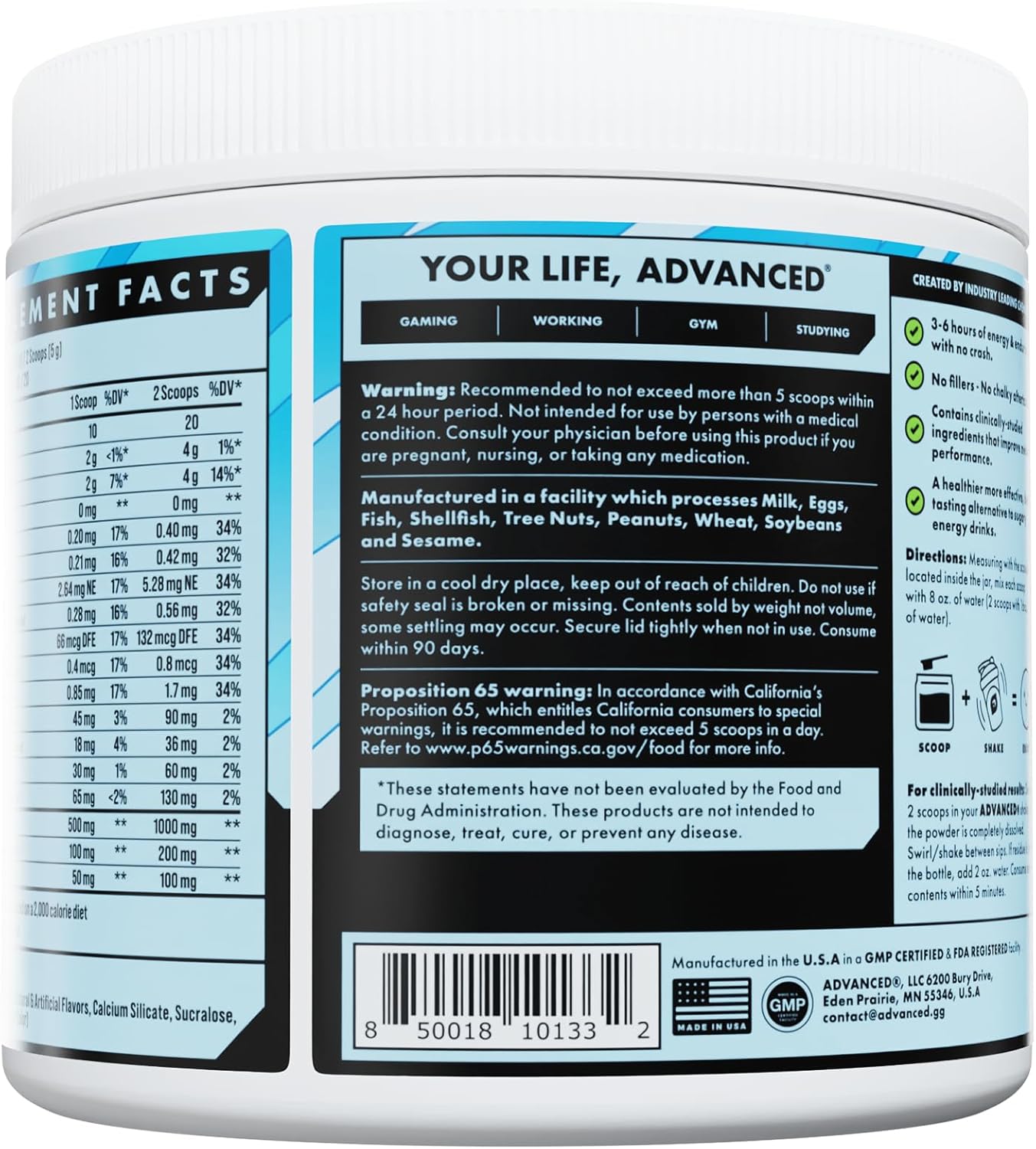 Energy Boosting Formula with Electrolytes, L-Theanine, Sugar Free & Keto Friendly - Advanced Energy Supplement for Hydration (Ramune Flavor, 40 Servings)