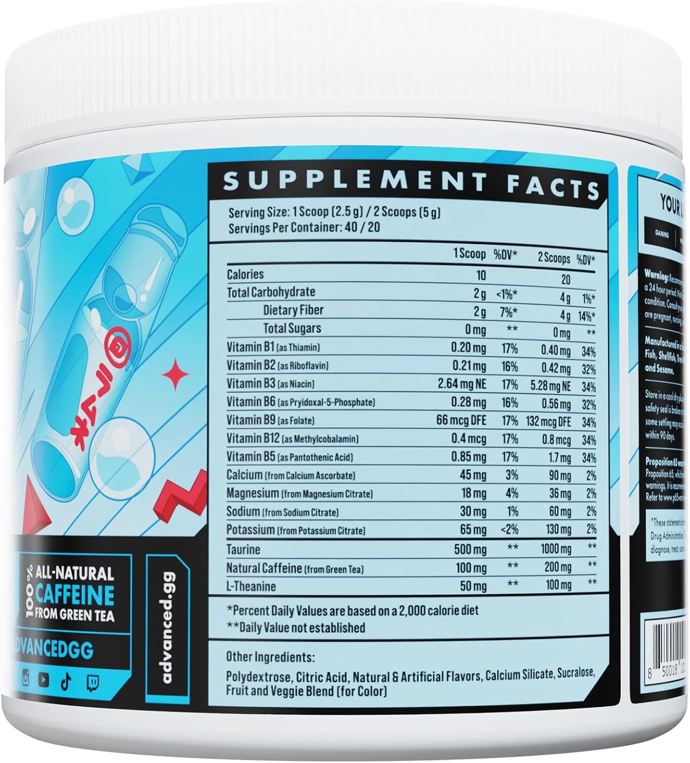 Energy Boosting Formula with Electrolytes, L-Theanine, Sugar Free & Keto Friendly - Advanced Energy Supplement for Hydration (Ramune Flavor, 40 Servings)