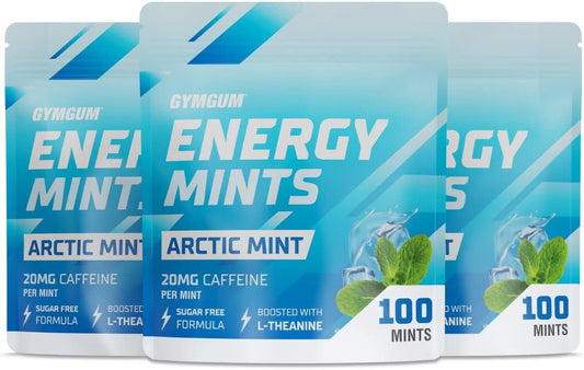 Energy Caffeine Mints with L-theanine and B Vitamins - 60mg Caffeine Per Serving - Sugar Free - Arctic Mint Flavor - 300 Mints