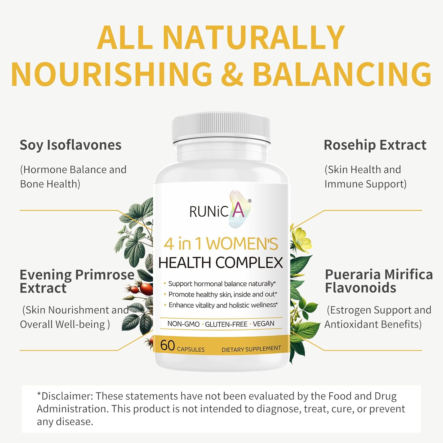 Energy & Focus Complex with Soy Isoflavones, Pueraria Mirifica, & Herbal Extracts | Supports Vitality and Balance | Made in USA
