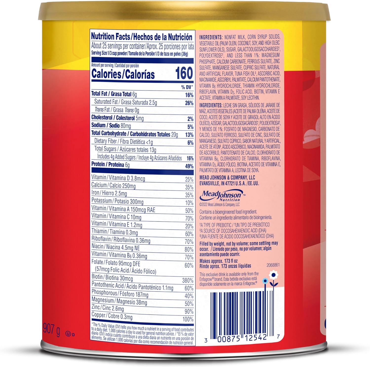 Enfagrow Premium Toddler Nutritional Drink, Vanilla Flavor, Omega-3 DHA, Prebiotics, Vitamins, Non-GMO, 32 Oz Can