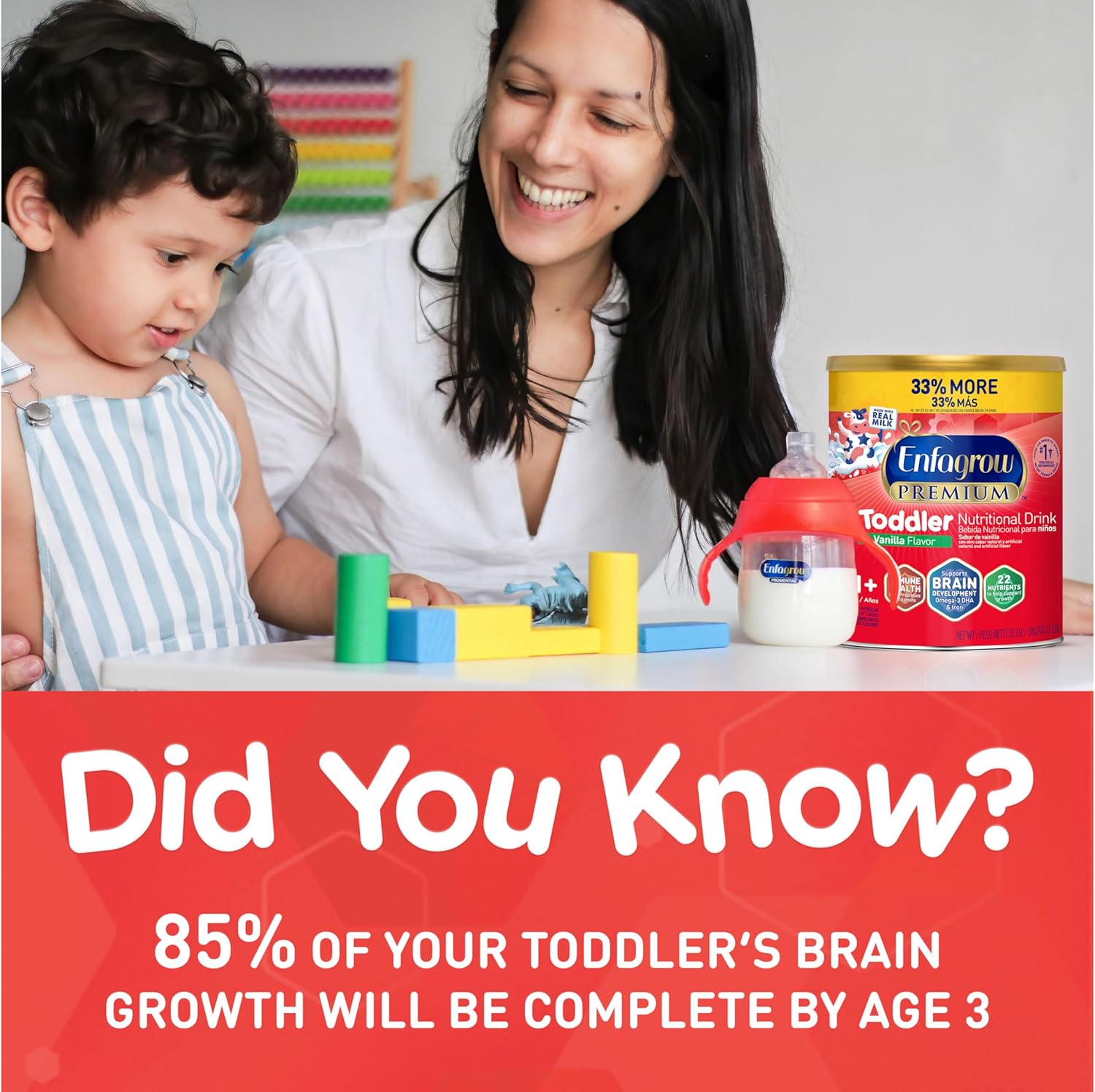 Enfagrow Premium Toddler Nutritional Drink, Vanilla Flavor, Omega-3 DHA, Prebiotics, Vitamins, Non-GMO, 32 Oz Can