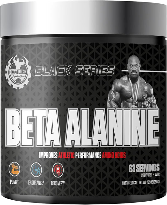 Enhance Endurance and Performance with Dexter Jackson Black Series Beta Alanine Powder - Premium Amino Acid Supplement for Athletes (250G, 63 Servings)