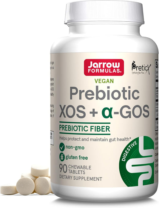 Enrich Gut Microbiome with Jarrow Formulas Prebiotic XOS + GOS Fiber Complex Chewable Tablets - 90 Count
