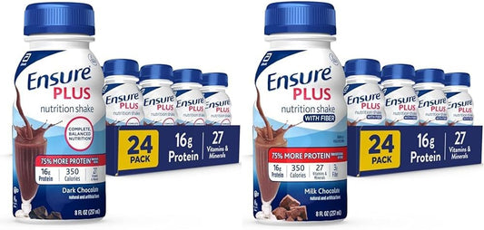Ensure Plus Nutrition Shake, 24 Count Variety Pack with 16g of Protein, Meal Replacement Shakes, 8 Fl Oz including Fiber Option