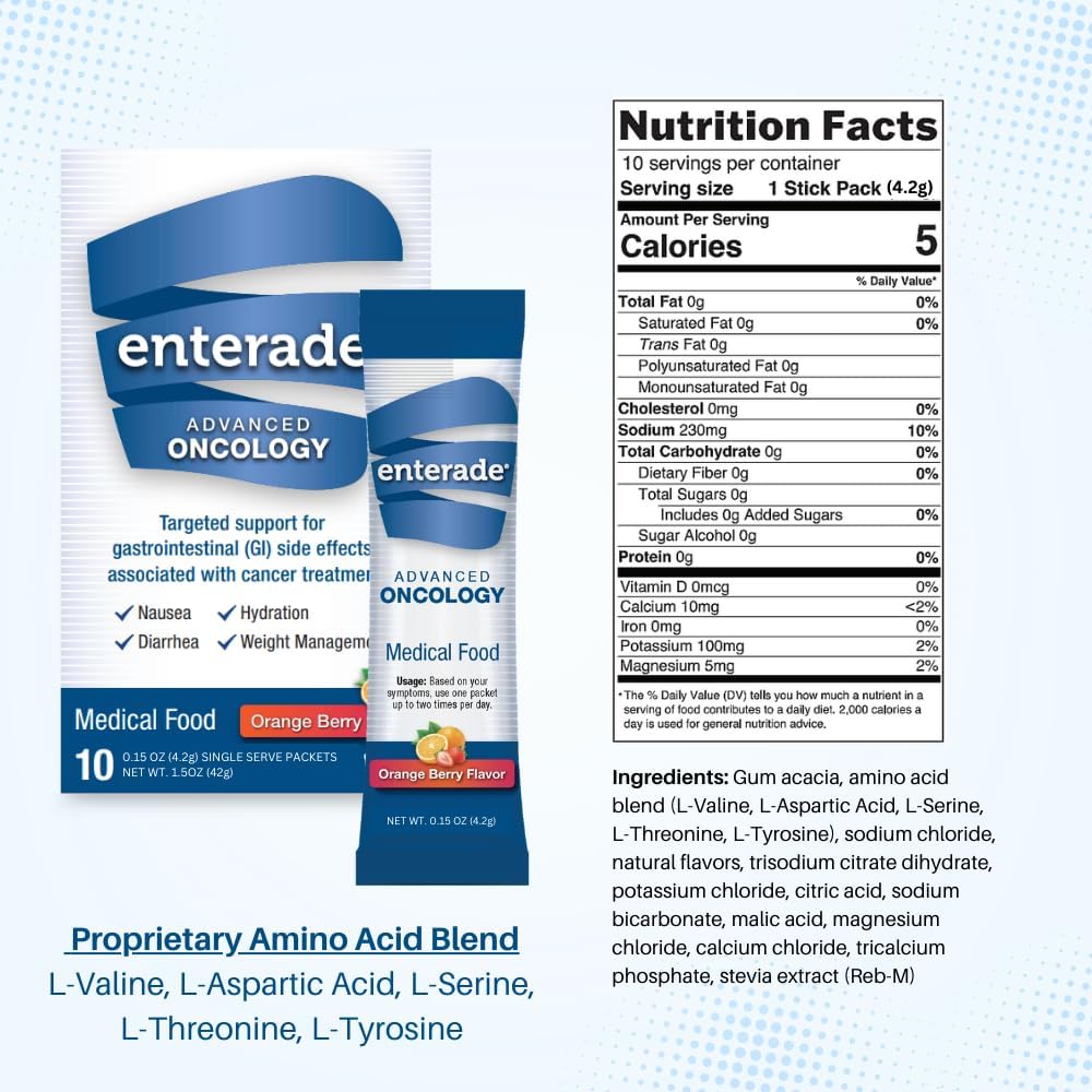 enterade® Advanced Oncology Orange Berry Powder Packets - Reduce GI Side Effects - 30 Single-Serving Packets