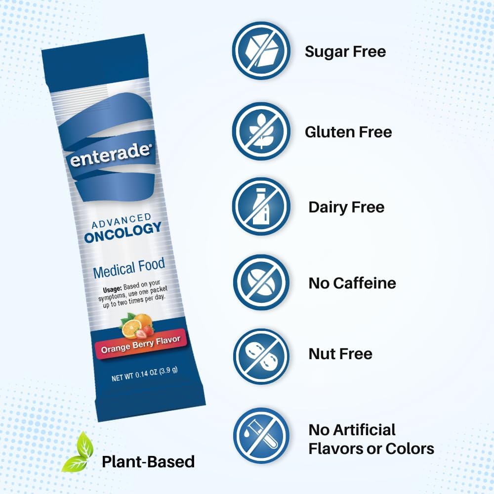 enterade® Advanced Oncology Orange Berry Powder Packets - Reduce GI Side Effects - 30 Single-Serving Packets