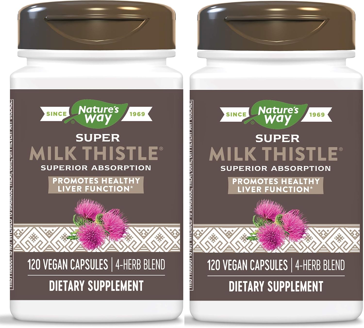 Enzymatic Therapy Super Milk Thistle by Nature's Way, 2 Pack of 120 Count Tablets