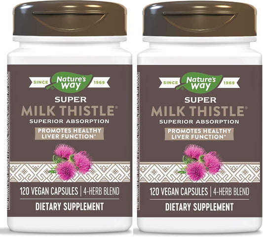 Enzymatic Therapy Super Milk Thistle by Nature's Way, 2 Pack of 120 Count Tablets