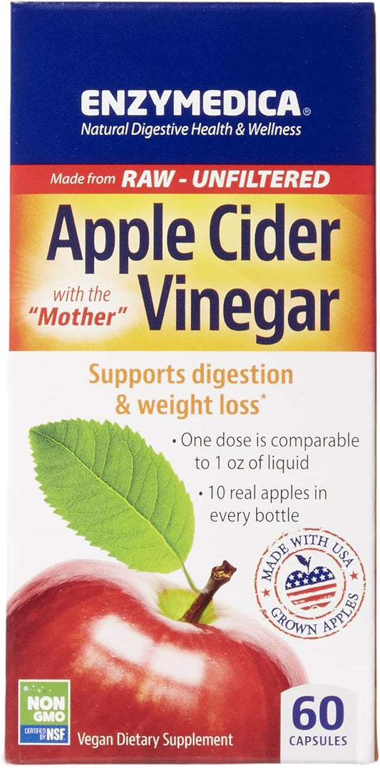 Enzymedica Apple Cider Vinegar Capsules for Healthy Weight and Digestive Support - 60 Count