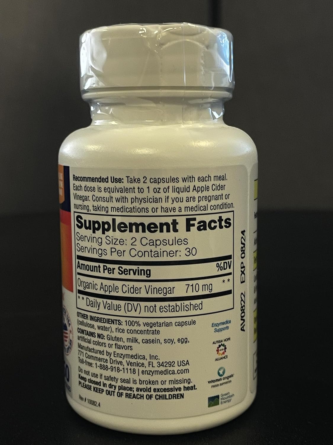 Enzymedica Apple Cider Vinegar Capsules for Healthy Weight and Digestive Support - 60 Count