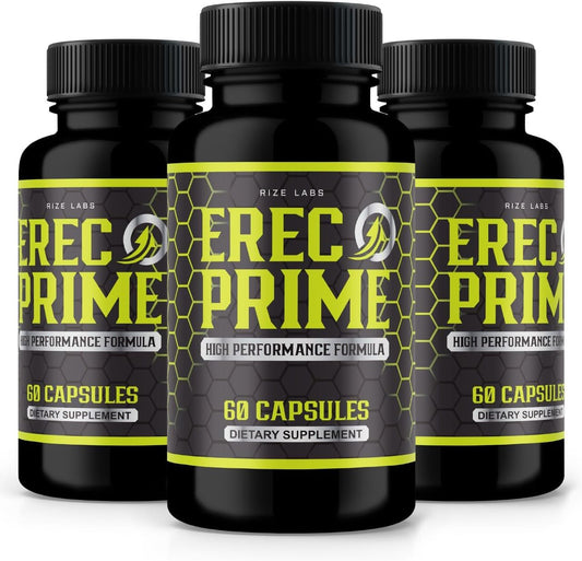 Erec Prime Pills for Men - Pack of 3, High Performance Formula, Natural Support for Peak Performance & Health - 180 Capsules