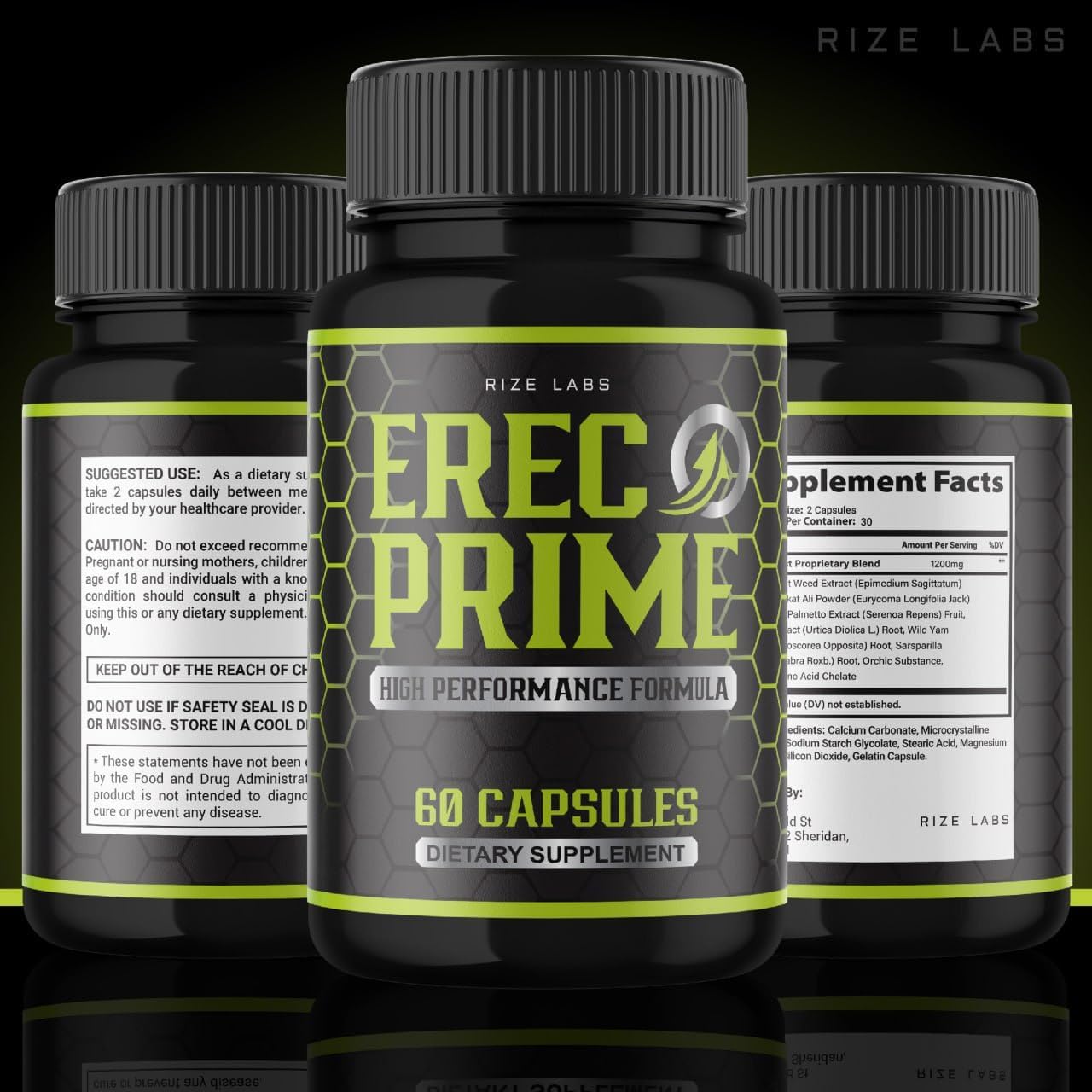 Erec Prime Pills for Men - Pack of 3, High Performance Formula, Natural Support for Peak Performance & Health - 180 Capsules
