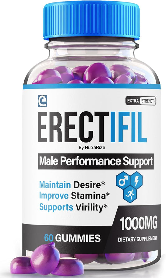 Erectifil Gummies - All-Natural 1000 MG Formula for Men's Health and Performance - 60 Gummies
