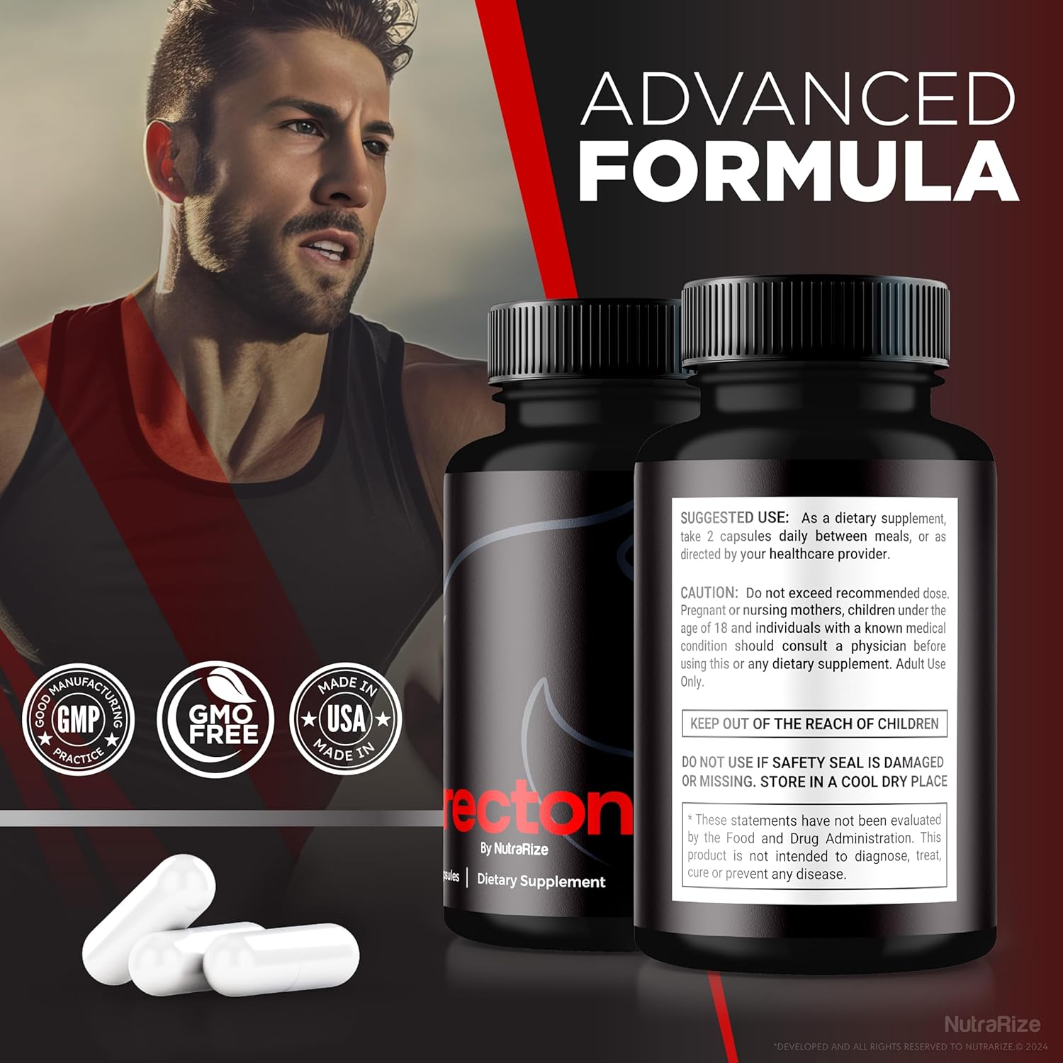 Erectonol Male Dietary Supplement 3-Pack for Men's Peak Performance, Wellness, and Active Lifestyle - 180 Capsules