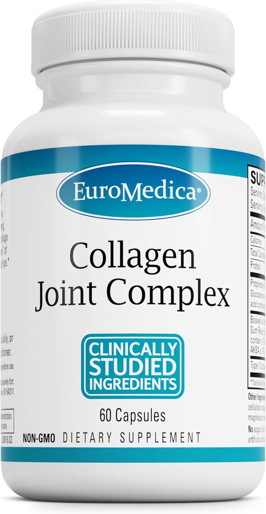 Euromedica Joint Complex Capsules - 60 Count - Type II Collagen, Glucosamine, Chondroitin, Hyaluronic Acid, Boswellia - Advanced Joint Support - Non-GMO - 20 Servings