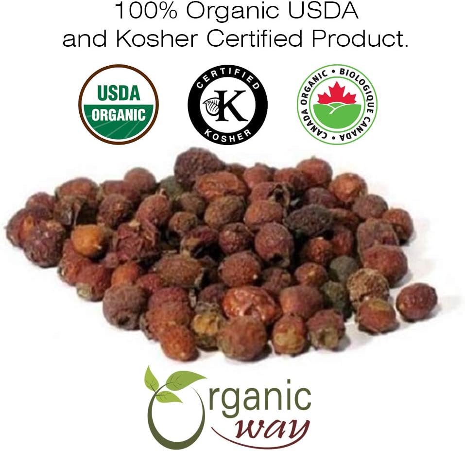 European Wild-Harvest Organic Hawthorn Berries Cut & Sifted - 1/4LB (4OZ) | USDA Certified | Vegan | Non GMO | Gluten Free | Kosher | Albania Origin