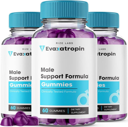 Evaxatropin Gummies for Men 3 Pack - Male Support Health Supplement for Vitality and Energy - 180 Gummies