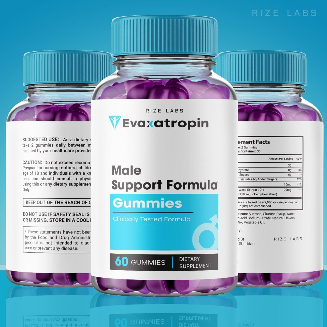Evaxatropin Gummies for Men 3 Pack - Male Support Health Supplement for Vitality and Energy - 180 Gummies