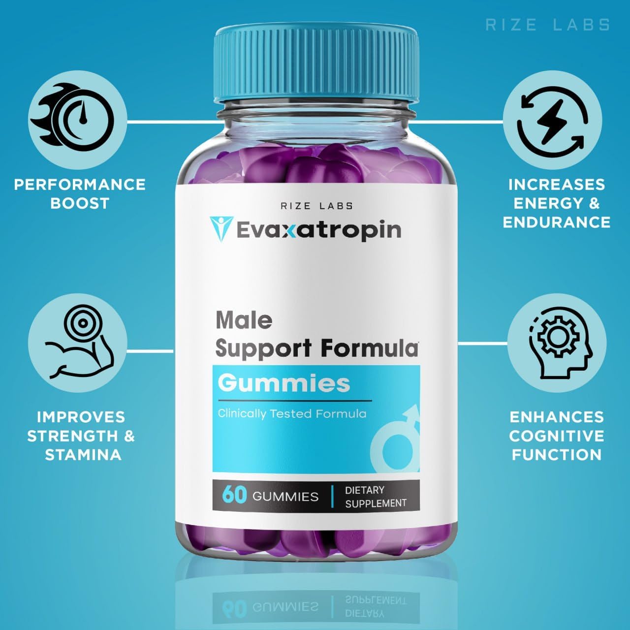 Evaxatropin Gummies for Men 3 Pack - Male Support Health Supplement for Vitality and Energy - 180 Gummies