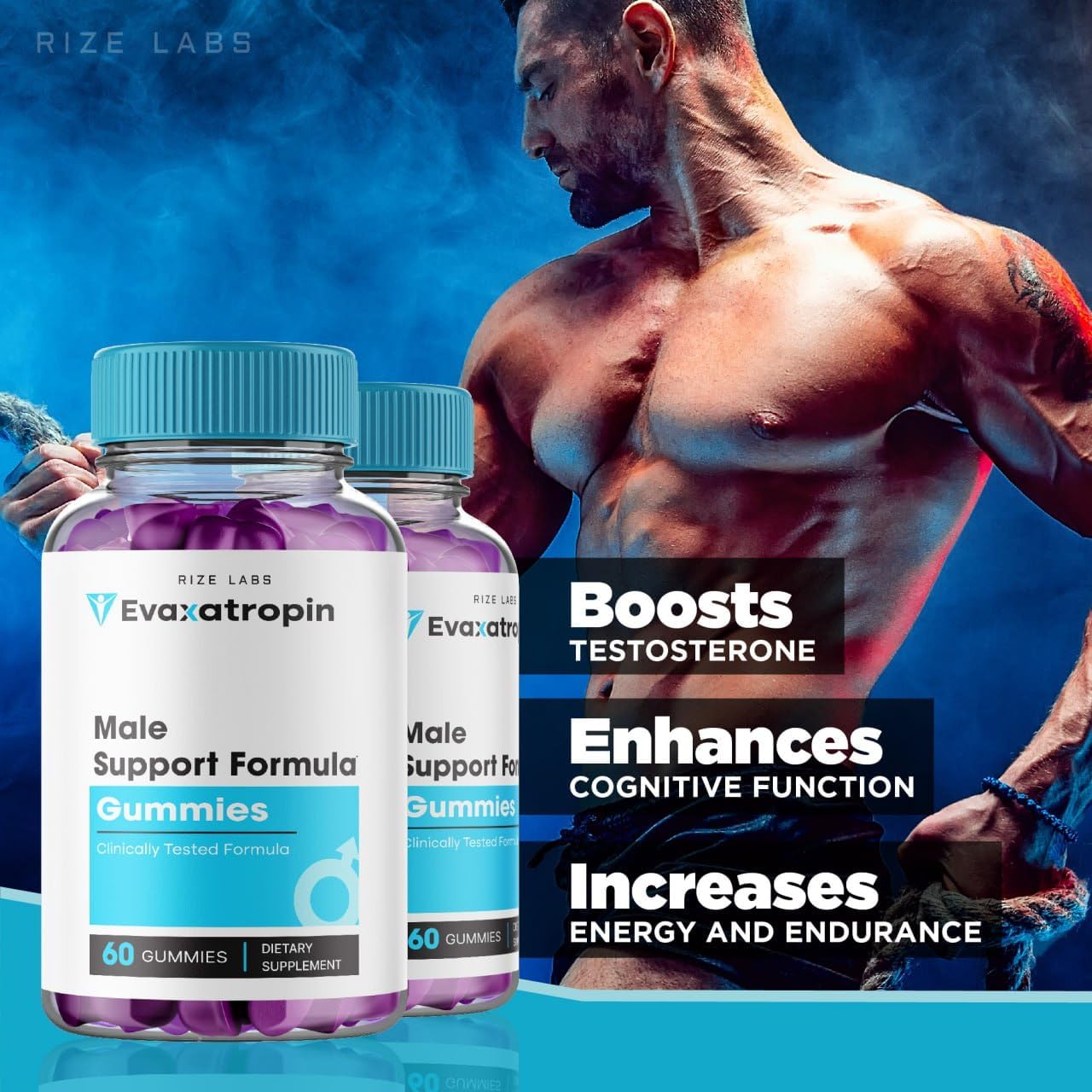 Evaxatropin Gummies for Men 3 Pack - Male Support Health Supplement for Vitality and Energy - 180 Gummies