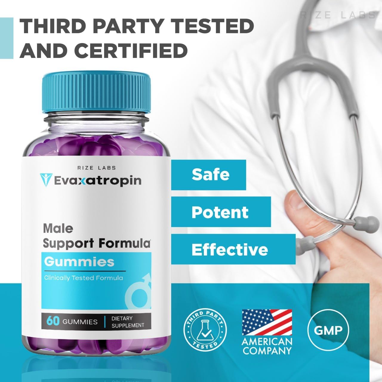 Evaxatropin Gummies for Men 3 Pack - Male Support Health Supplement for Vitality and Energy - 180 Gummies