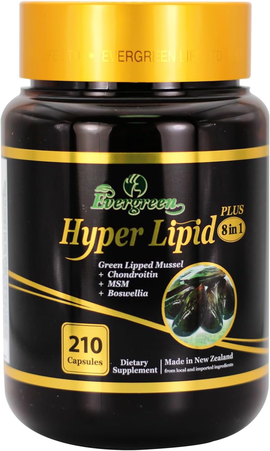 Evergreen New Zealand Hyper Lipid 9000 Plus 210 Capsules - Omega-3 Supplement for Heart Health