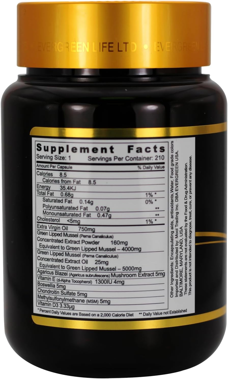 Evergreen New Zealand Hyper Lipid 9000 Plus 210 Capsules - Omega-3 Supplement for Heart Health