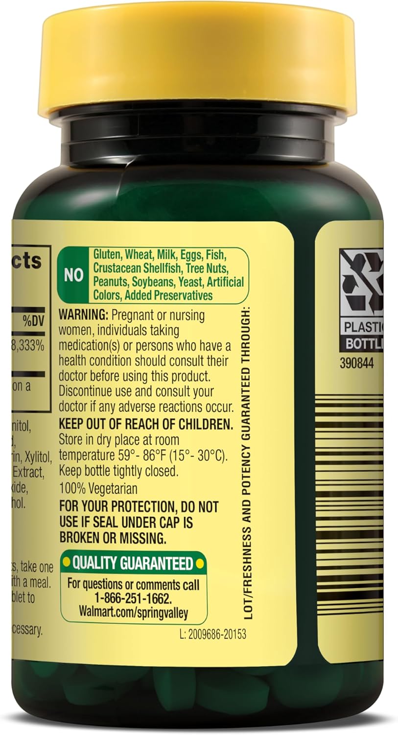 Explorador Spring Valley Extra Strength Vitamin B12 Fast Dissolve Tablets, Mixed Berry, 5000 mcg - 45 Count Gift Card Private Label