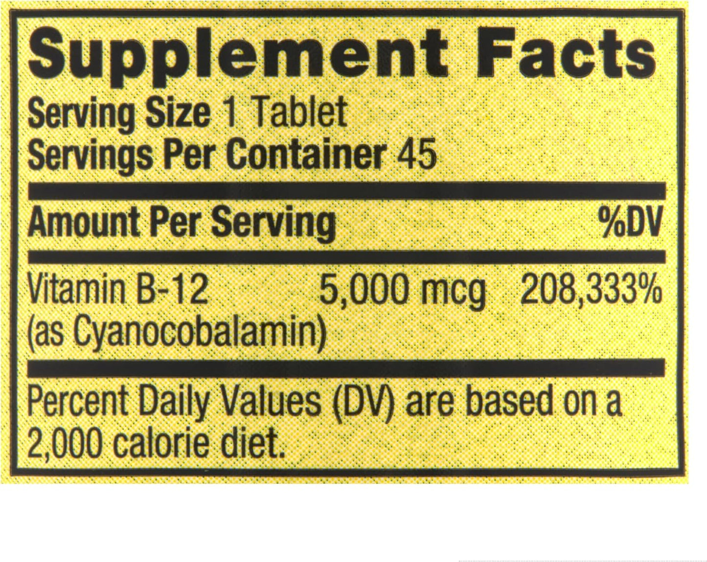 Explorador Spring Valley Extra Strength Vitamin B12 Fast Dissolve Tablets, Mixed Berry, 5000 mcg - 45 Count Gift Card Private Label
